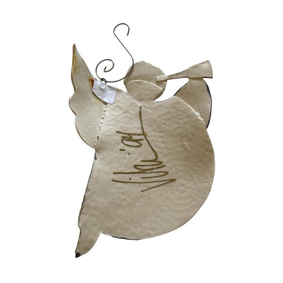 Artesian Handcrafted Clay Art Pottery Glazed Angel Ornament Hand painted 5” - Picture 2 of 8